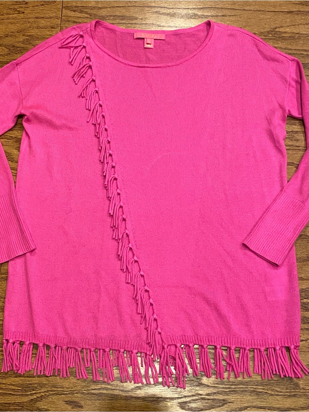 Lily Pulitzer Emberly Bright Pink Fringe Sweater Size XS/S